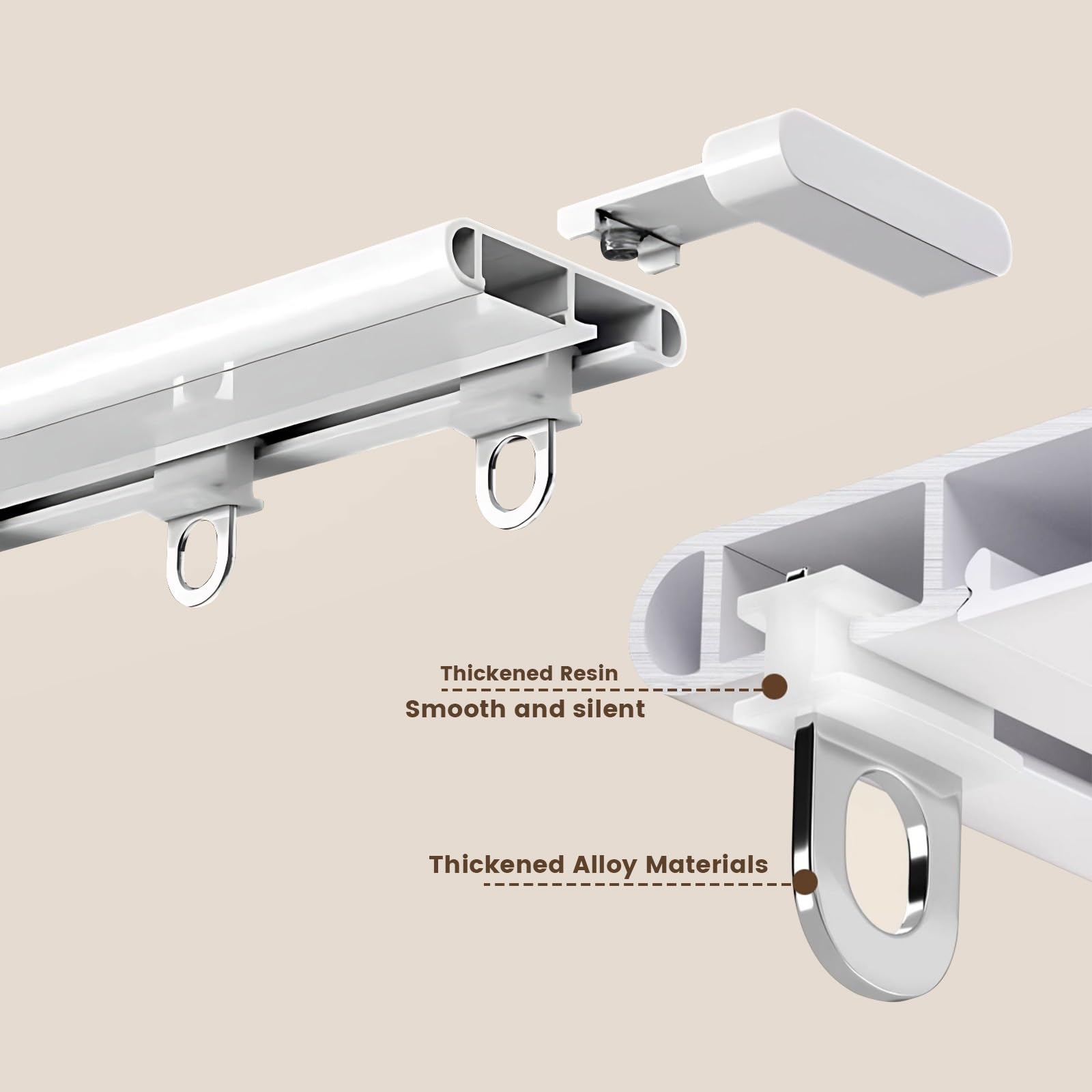 Ultra cienki aluminiowy system szyn sufitowych – samoprzylepna szyna przesuwna do oddzielenia pomieszczeń i prywatności (biała, 1,70 m) – oszczędność miejsca