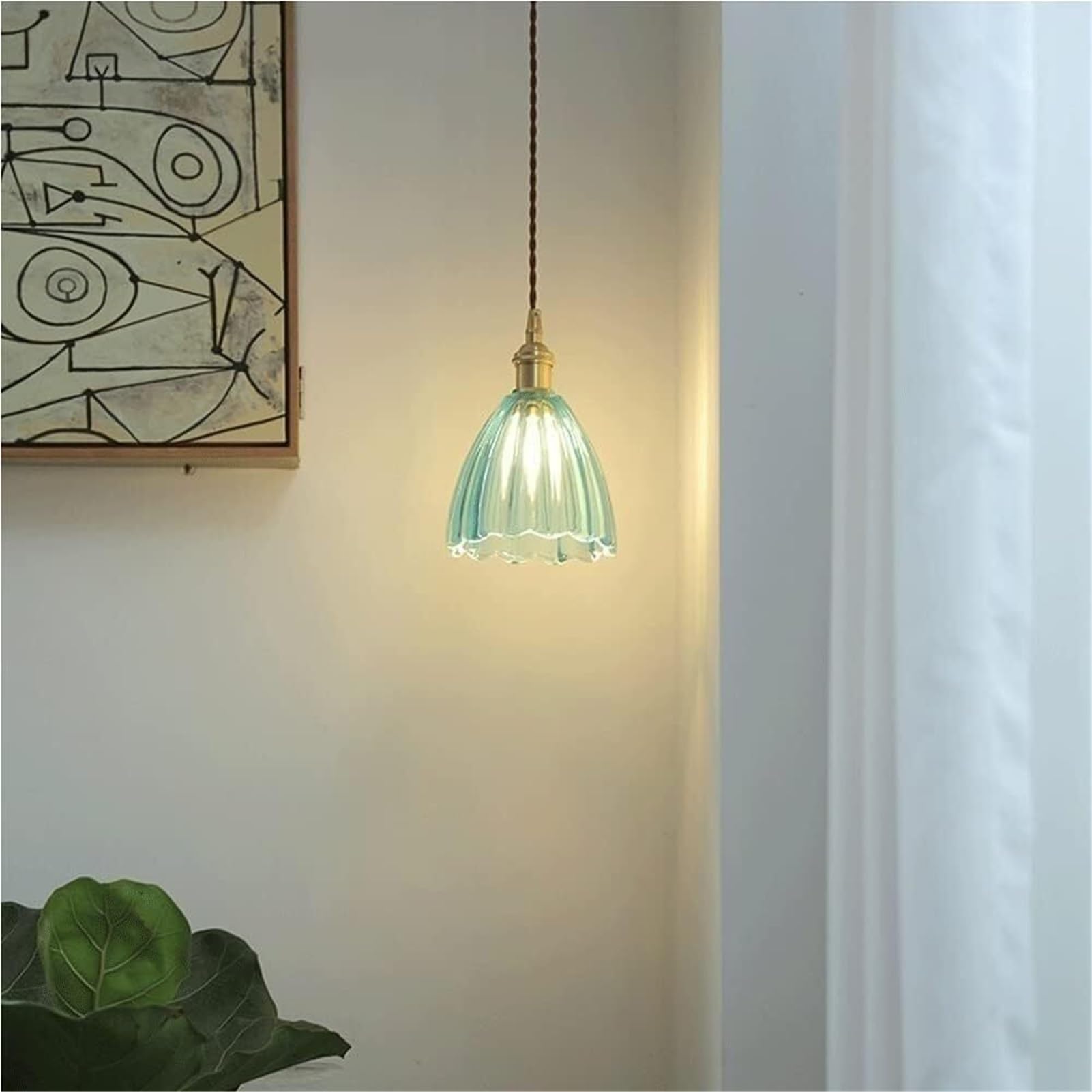 Lámpara colgante de cristal de latón japonés nórdico, iluminación colgante, accesorio de techo, acento creativo for baño, vestidor