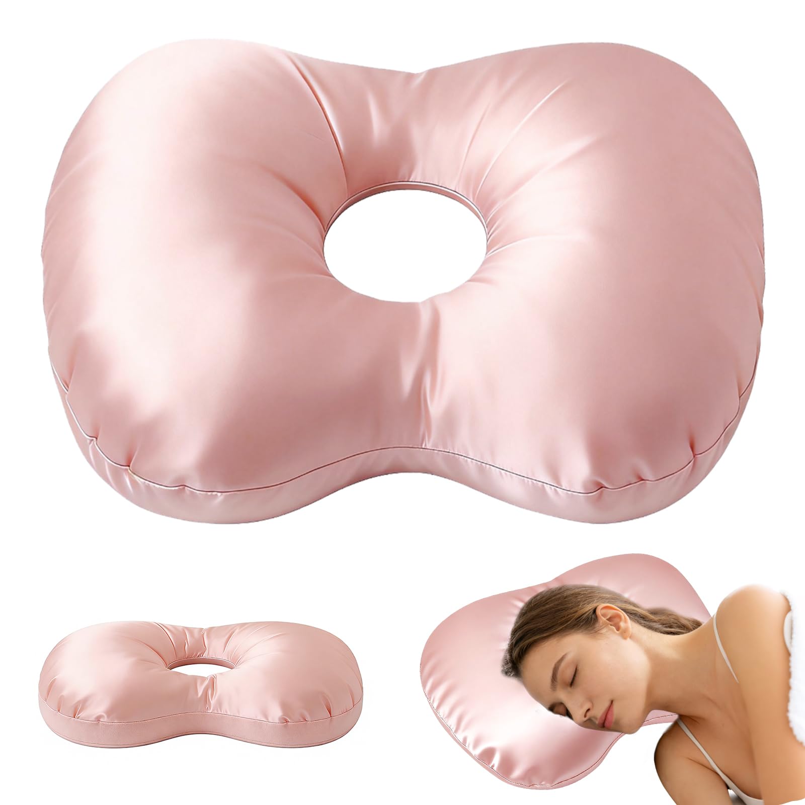 PORFOYO Pillows de piercing para el oído, almohada con agujero, almohada para piercing de oreja, almohada para el oído, almohada para dormir de lado para aliviar el dolor de oído