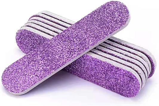 20Pcs Glitter Mini Nail Files Emery Boards Manicure Tools - Purple
