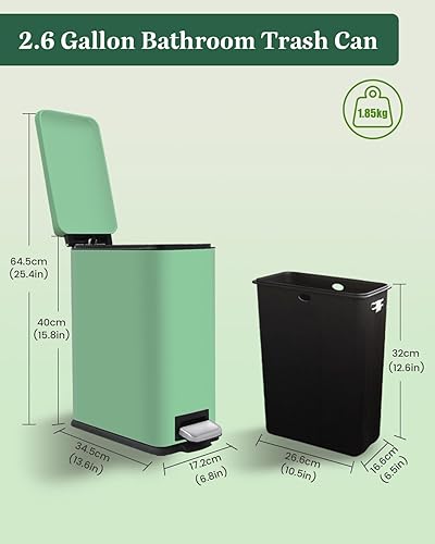 Miniatura 76 de Cubo de basura pequeño para baño con tapa, cubo de basura de 1.3 galones con cubo interior extraíble, cubo de basura delgado con tapa de cierre