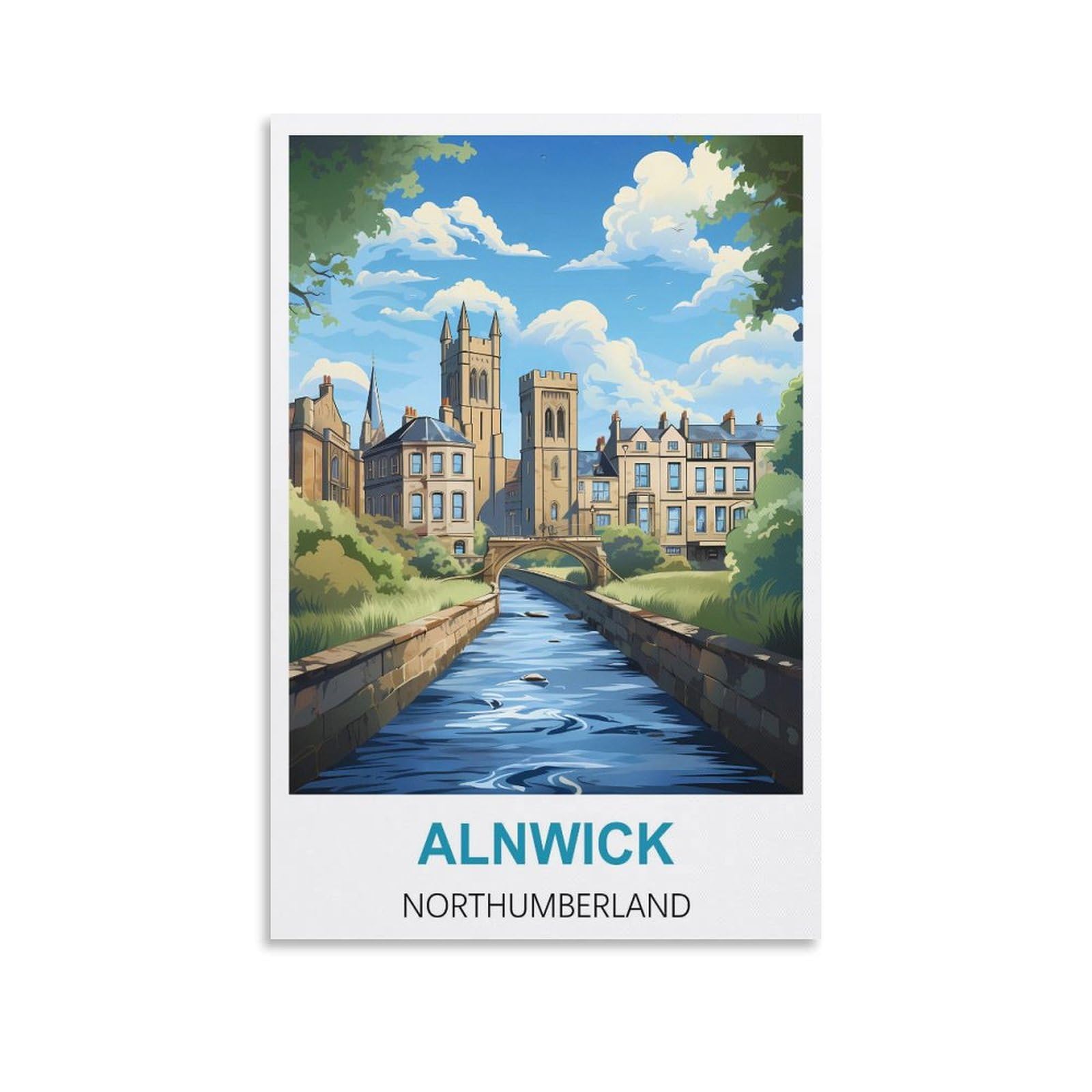 Metal Tin Sign,Alnwick Northumberlands,Ideal for Pub Shed Bar Office Man Cave Home Bedroom Dining Room Kitchen 30x30cm