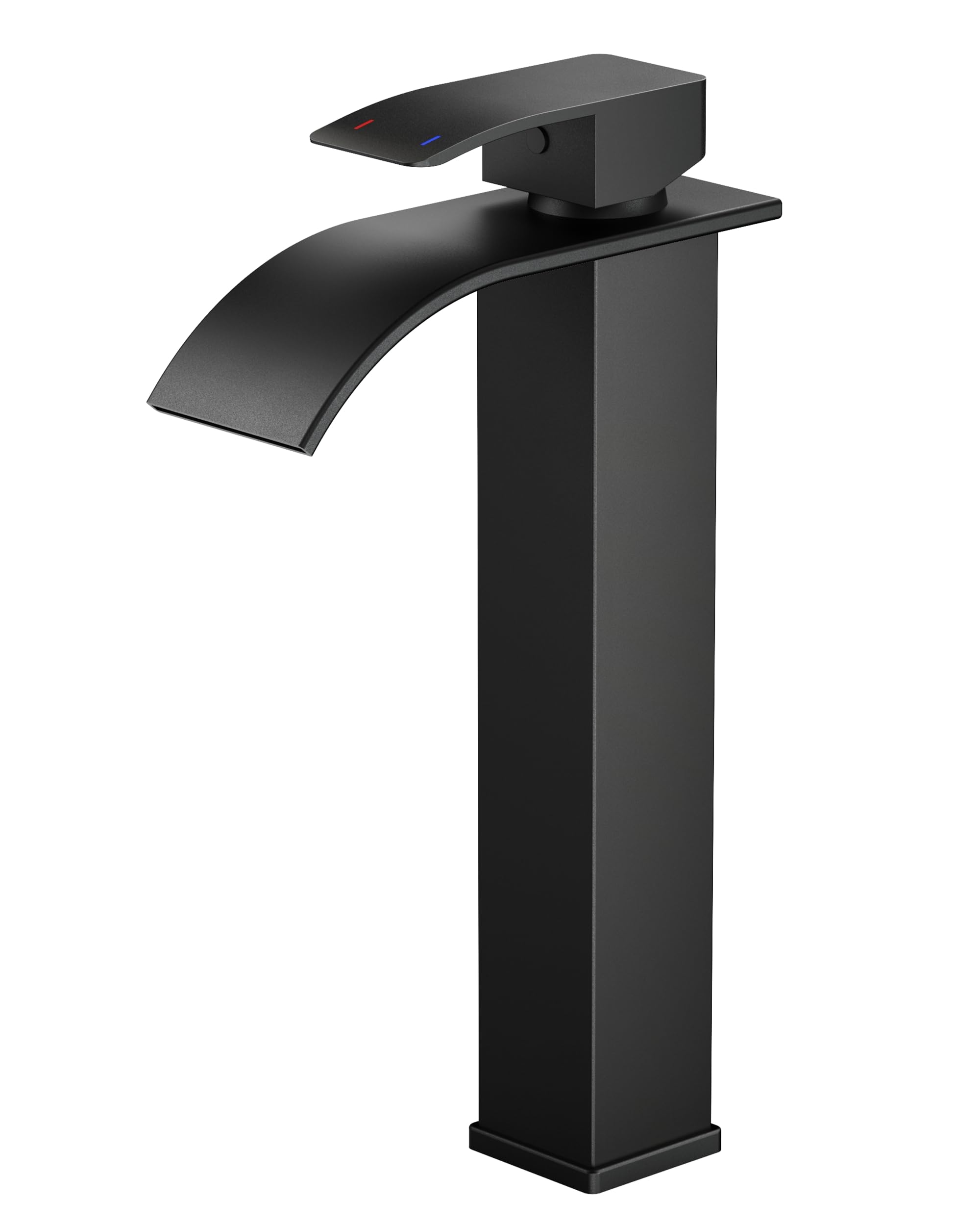 FORIOUS Wasserhahn Bad Schwarz,Wasserfall Waschtischarmatur Einhandmischer Armatur Waschbecken mit Auslauf Höhe 220 MM,Wassersparend, Energiesparend
