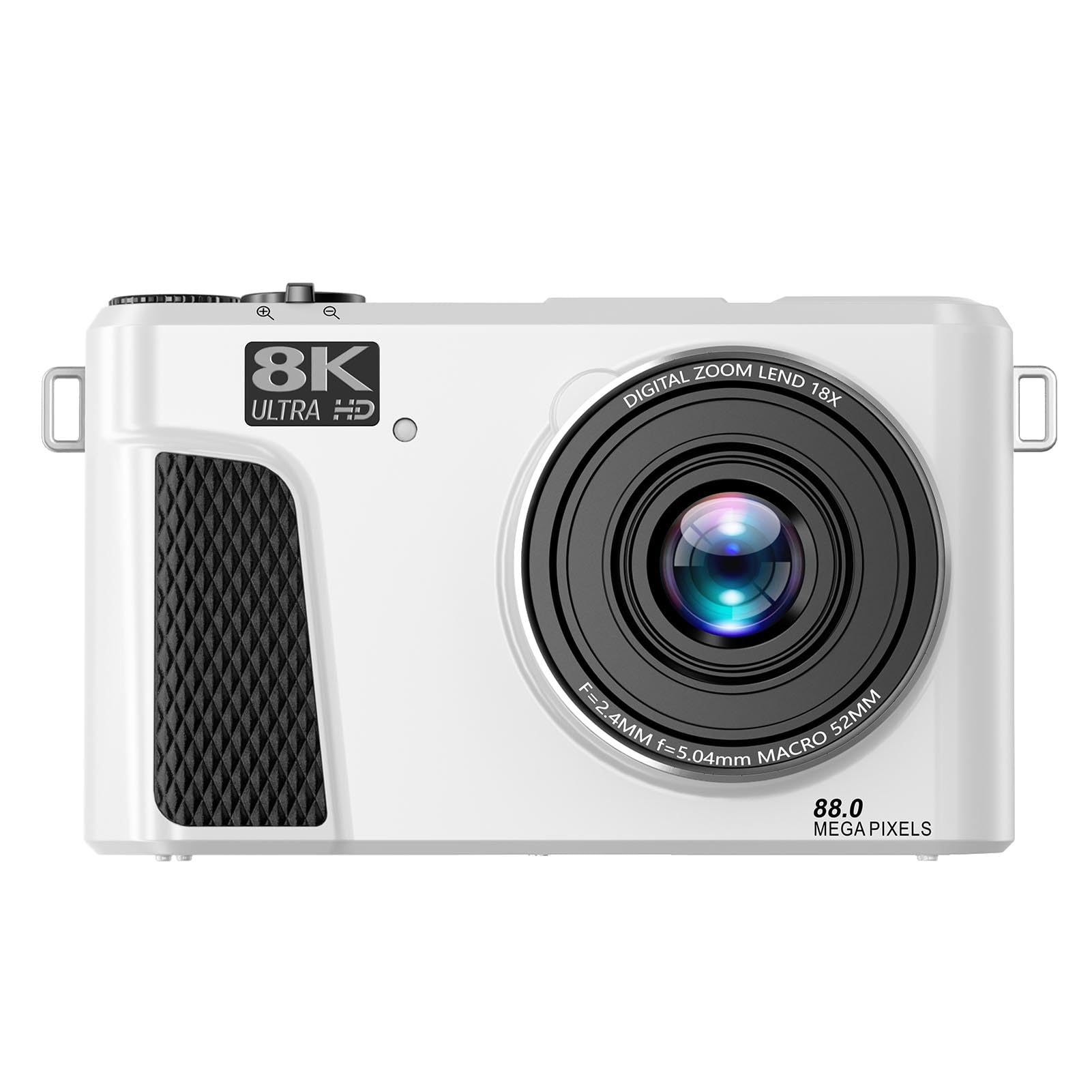Karlak Cyfrowy Aparat Fotograficzny o Wysokiej Rozdzielczości 8K i 88 MP z Wi-Fi i funkcją Automatycznego Ustawiania ostrości. Odwracany Ekran z 18-krotnym Zoomem do Vlogowania (Biały)