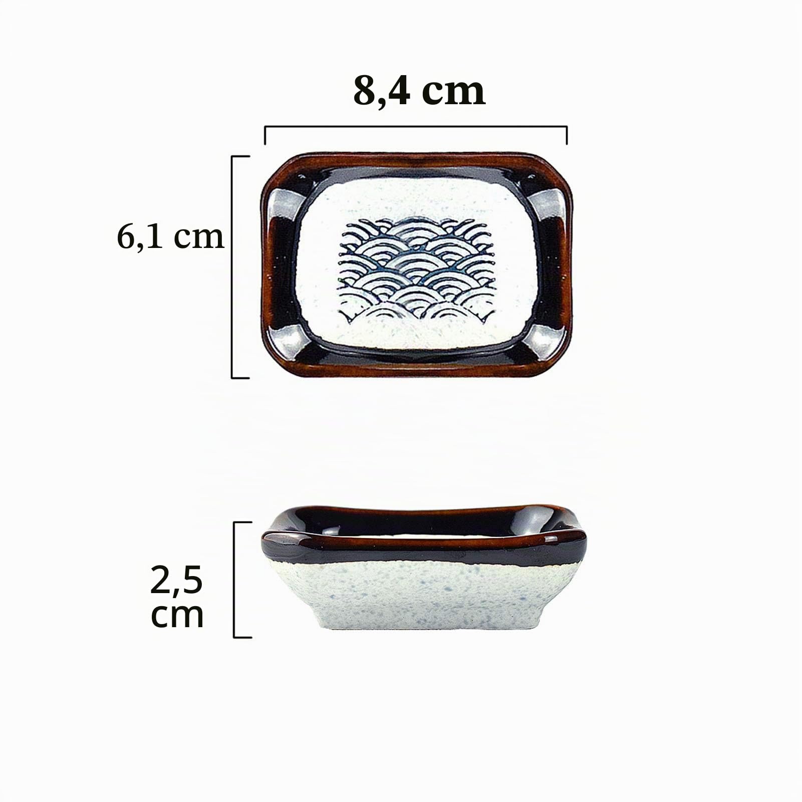 Artcome Lot de 8 assiettes à sushi en céramique de style japonais pour mariage ou pendaison de crémaillère – 2 assiettes à sushi, 2 plats à sauce, 2 paires de baguettes, 2 supports de baguettes