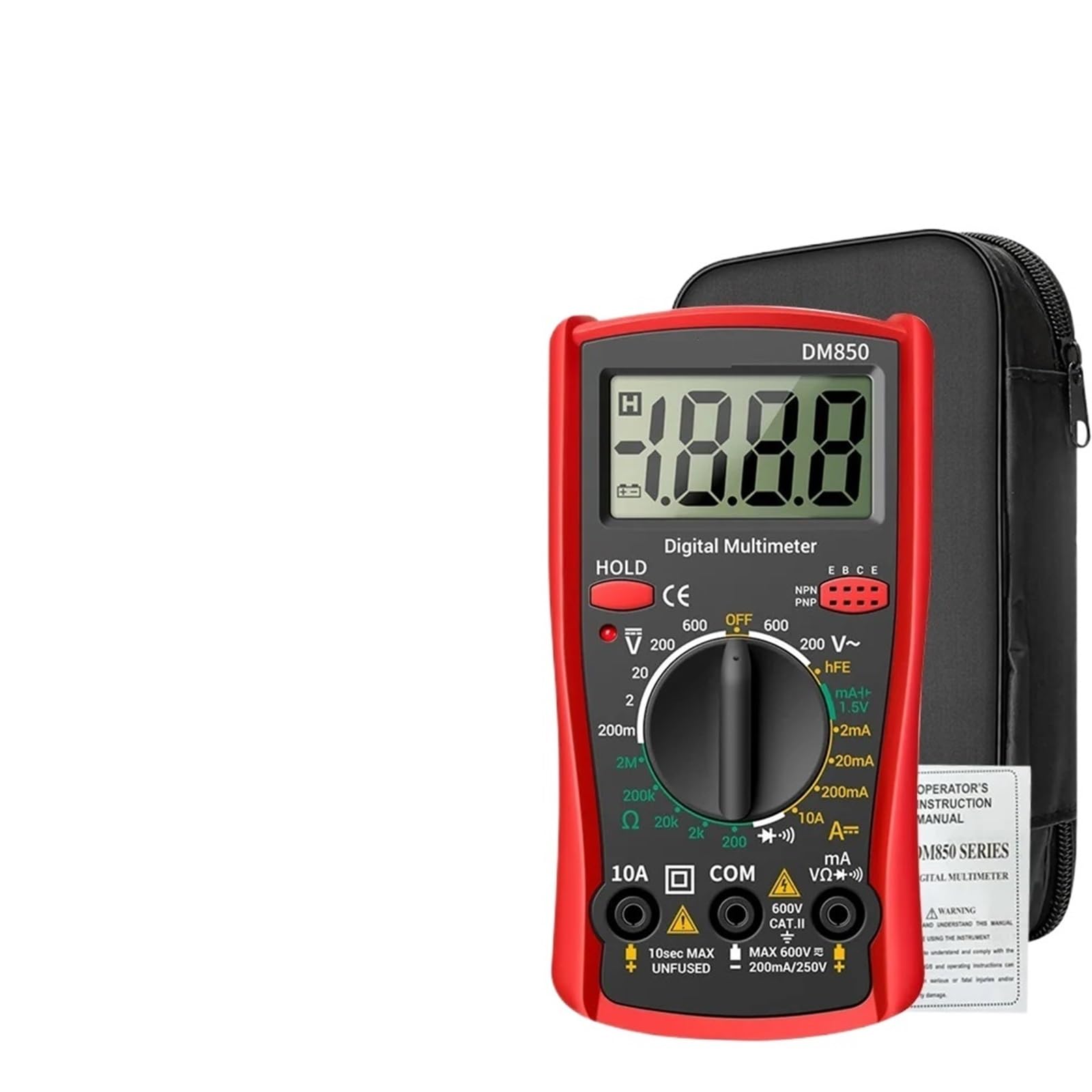 DM850 Digital Multimeter 1999 Counts Eletric Professional Automatic AC/DC Votage Tester Current Ammeter Detector Tool(Red Pro)