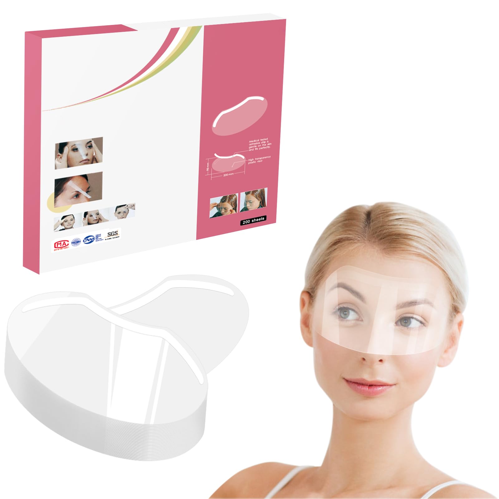 ebanku 200 pcs shower visor face eye shield, plastic shower shield bath visor eye protector makeup protective eyebrow shower visors for adults showering haircut hairspray