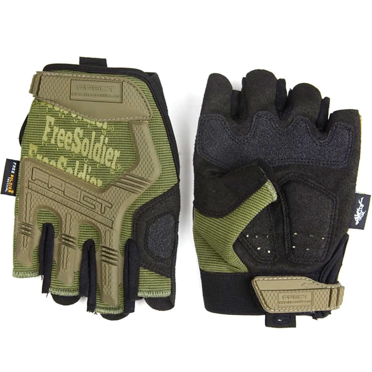 FREE SOLDIER Gants de Moto, Gants de Sports de Plein air Demi-Doigts Protection des articulations dures pour Scooter de Motocross Escalade Chasse Paintball Gants Tactiques