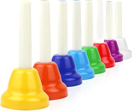 8 PCS Colorful Hand Bells Set, 8 Color Metal Hand Bell Kits