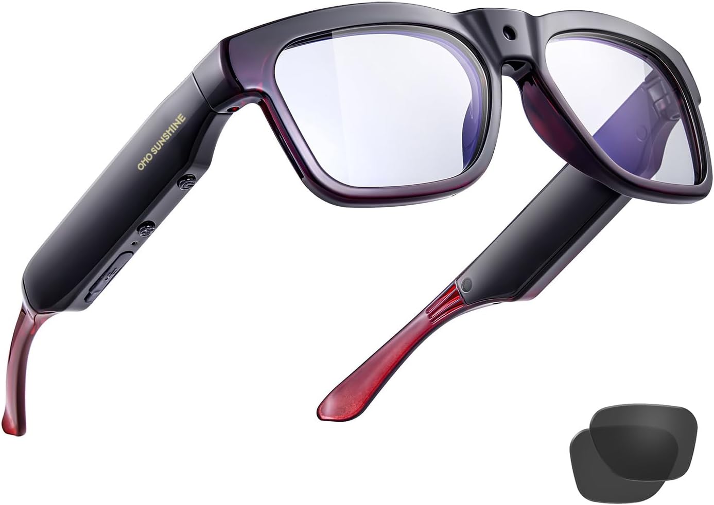 OhO Smart Glasses,128G Camera & Bluetooth Sunglasses with Open Ear Speaker Headset Headphone, Indoor&Outdoor Sports,Polarized UV Protection,For Men Women