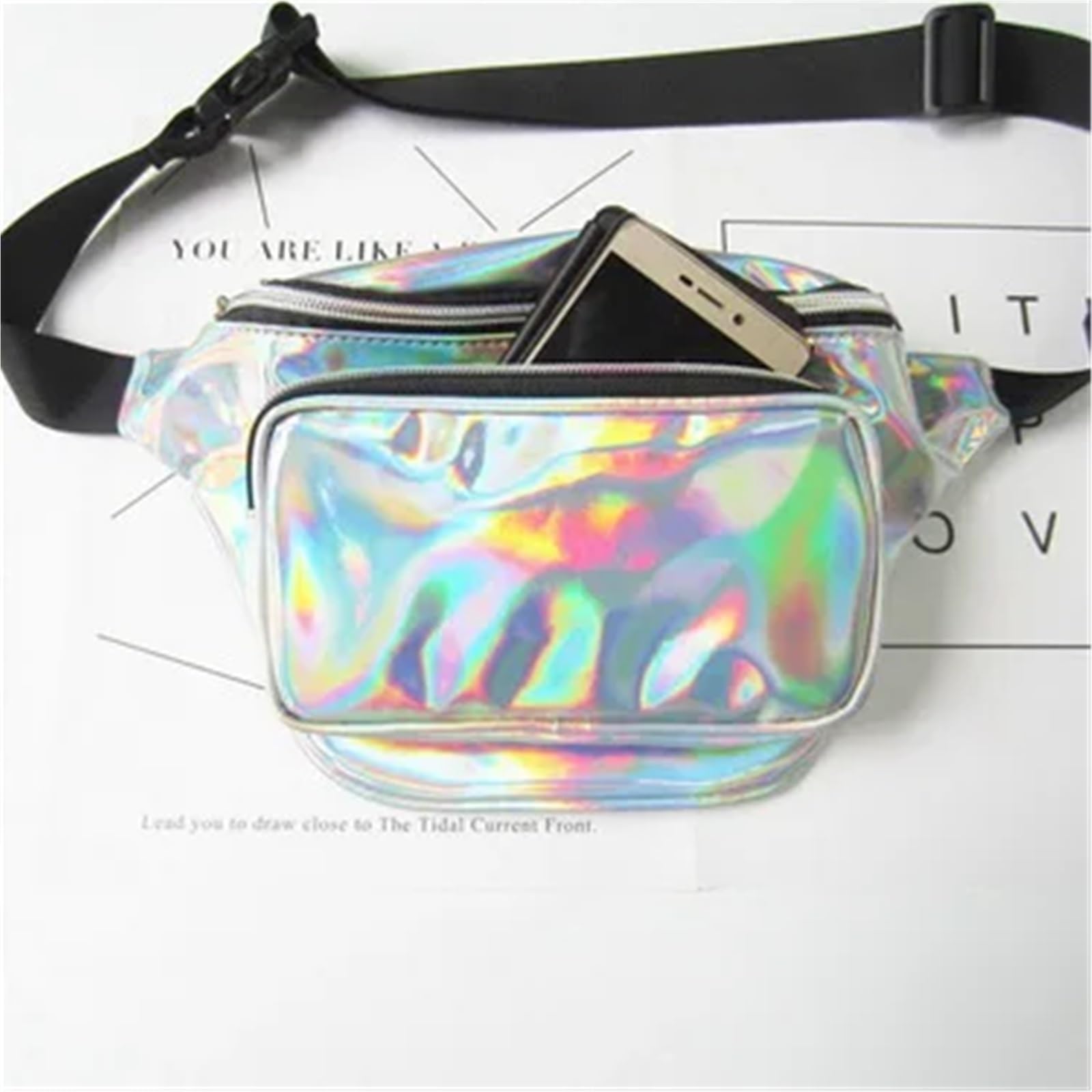 Bauchtasche Festival 20 Stück Oberschenkeltaschen Gürteltasche for Frauen PU-Laser-Hüfttasche holografische Beintasche Leder for Damengürtel(Gold)
