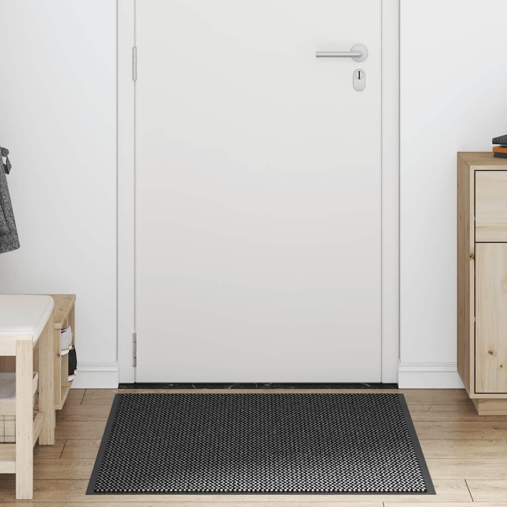 Felpudo antracita 90 x 150 cm de polipropileno resistente con parte trasera de PVC antideslizante, felpudo para entrada, pasillo, terraza, balcón, interior y exterior, absorción de agua