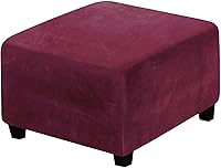 Vista 36 de ADPON Fundas otomanas cuadradas de terciopelo para otomanas, fundas protectoras para reposapiés cuadrados, fundas protectoras para taburetes de Gris