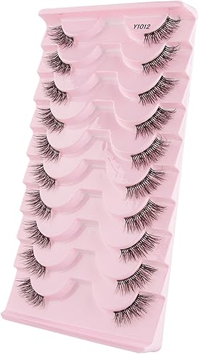 Fake Eyelashes Transparent Stem 10 Pairs Of False Eyelashes Fluffy Eyelashes One-piece Eyelashes Suitable For Daily Parties And Holidays lashes Pack(Y1025)(Y1012,1 Count (Pack of 1))