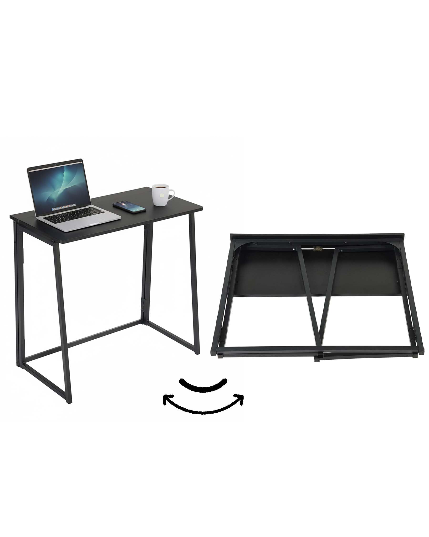 Scrivania pieghevole 80 x 40 x 74 cm, tavolino piccolo PC, tavolo pieghevole per ufficio, soggiorno e camera da letto, moderna scrivania pieghevole, piccola scrivania