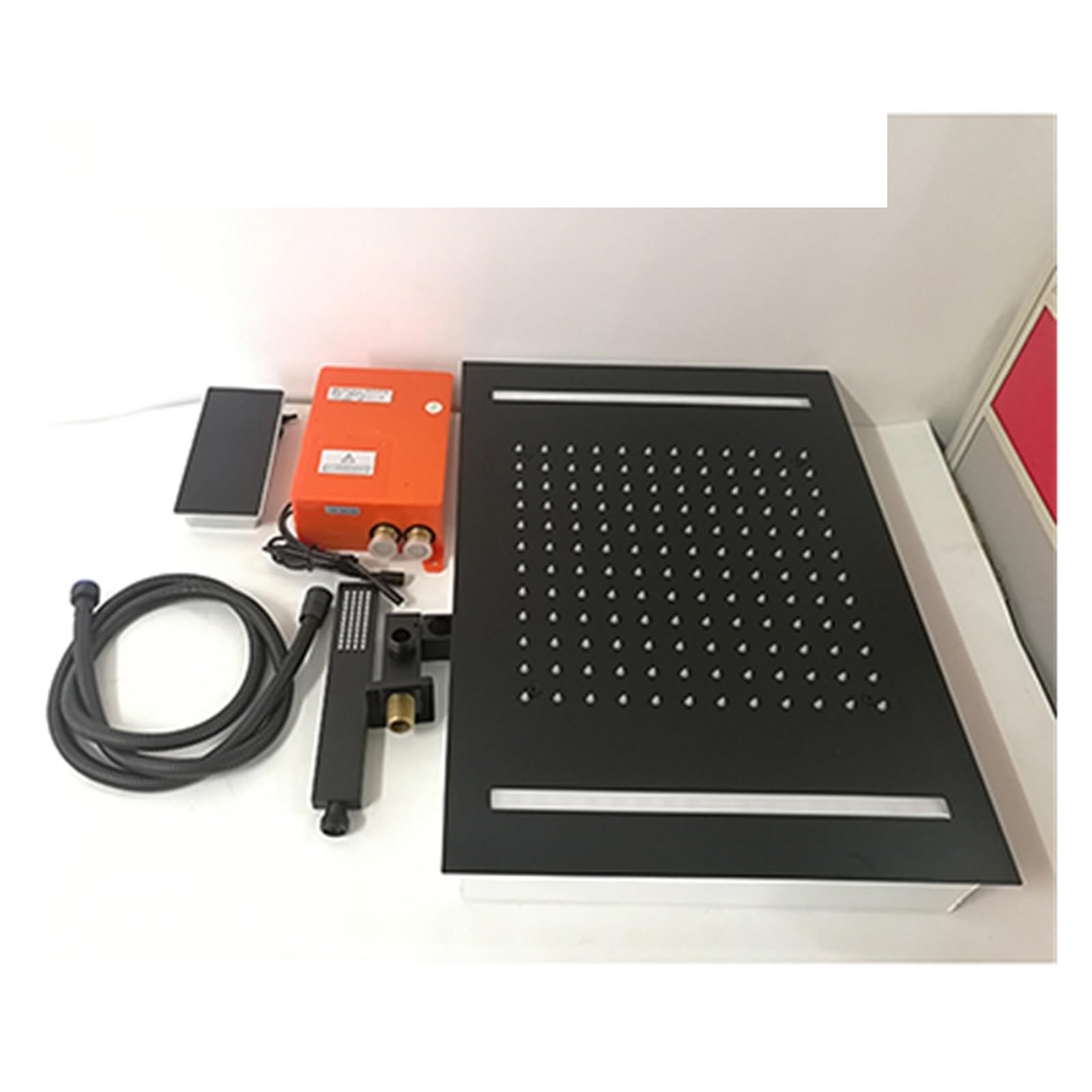 Set Doccia a soffitto Sistemi Doccia Intelligenti Neri con Pannello di Controllo Touch Digitale termostato, soffione a Pioggia LED 500 * 360MM Bagno(Shower Head Set)