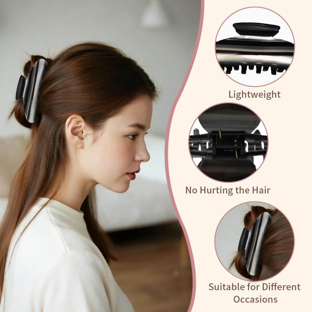 Pinzas de garra para mujer: pinzas de pelo de gran potencia, hechas a mano, para cabello grueso y fino; elegantes accesorios para el cabello de mujer, regalos de vacaciones para mujeres (negro2 de 4