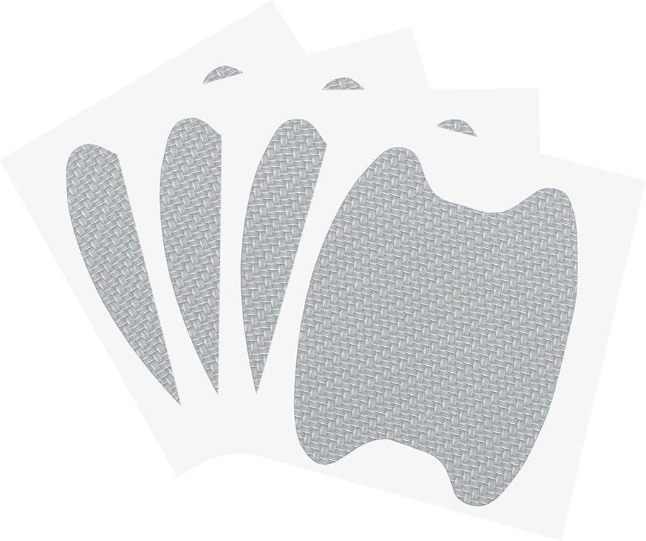 Eaplus 8pcs Universal 3D Carbon Fiber Car Door Handle Paint Scratch Protector Sticker Auto Door Handle Scratch Cover Guard Protective Film (Silver)