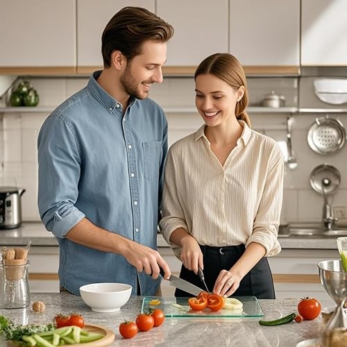 Miniatura 3 de Tabla de cortar de vidrio templado para cocina, tabla de cortar transparente para encimera, tabla de cortar antideslizante, protección de mesa,