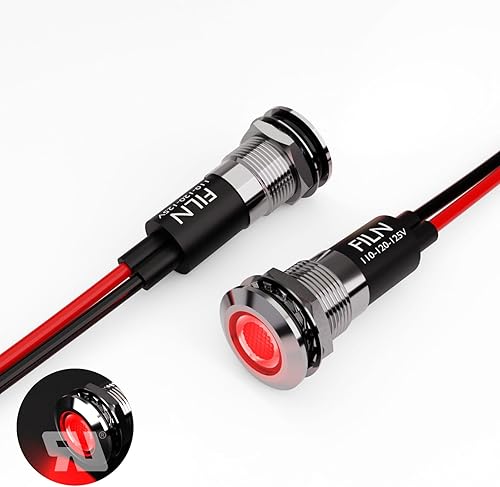 Miniatura 6 de 2 unids 0.472 in (12 ") Indicador LED Luz Indicadora Impermeable Metal Señal Lámpara 12V IP67 Piloto Dash Lámpara Cabeza Azul para Coche Barco Luz