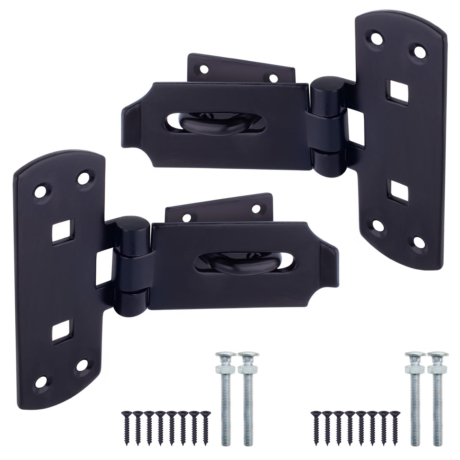 EAI Hasp and Staple Lockable Heavy Duty 150mm 6 Inch Vertical Pattern with Fixing Bolts and Screws - Black - Pack of 2