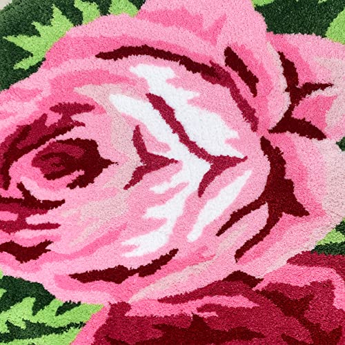 Abreeze 3 Pink Rose Rug Floor Runner Handmade Rug Floral Mats Bath Rugs Anti-Slip(Non-Slip) Farmhouse Carpet Shaggy Mat Washable Floor Mats For Bedroom/Sofa/Bathroom #TOP4