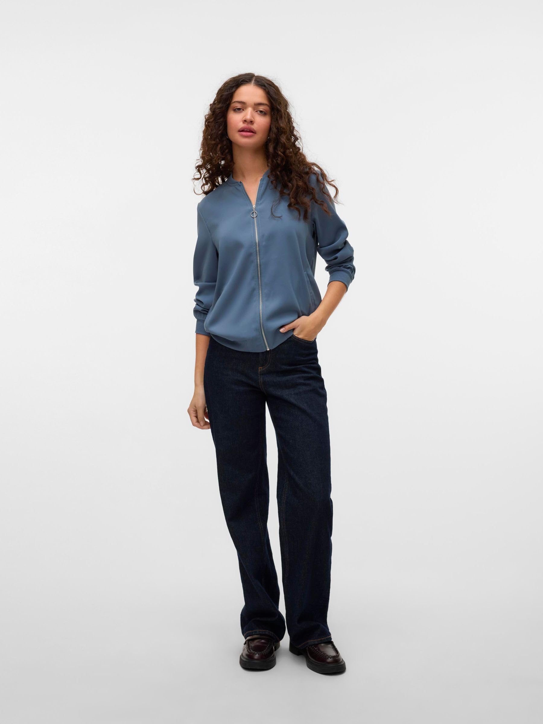 VERO MODA Mujer Chaqueta Blouson Fly Away Cuello Cremallera Chaqueta Ligera Versátil