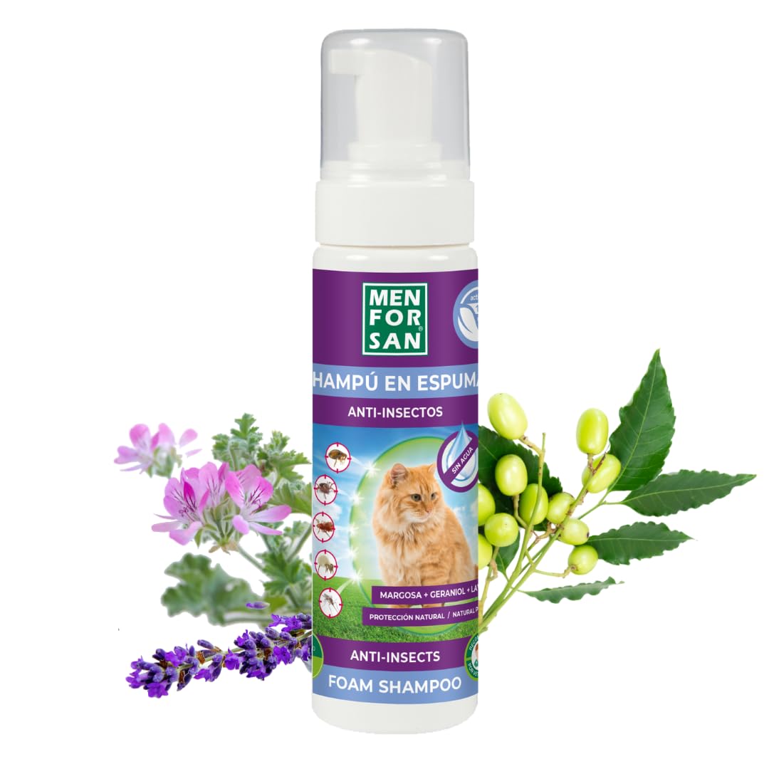 MENFORSAN Champú en Espuma Anti-Insectos para Gatos, Cítrico, Multicolor, 200 ml