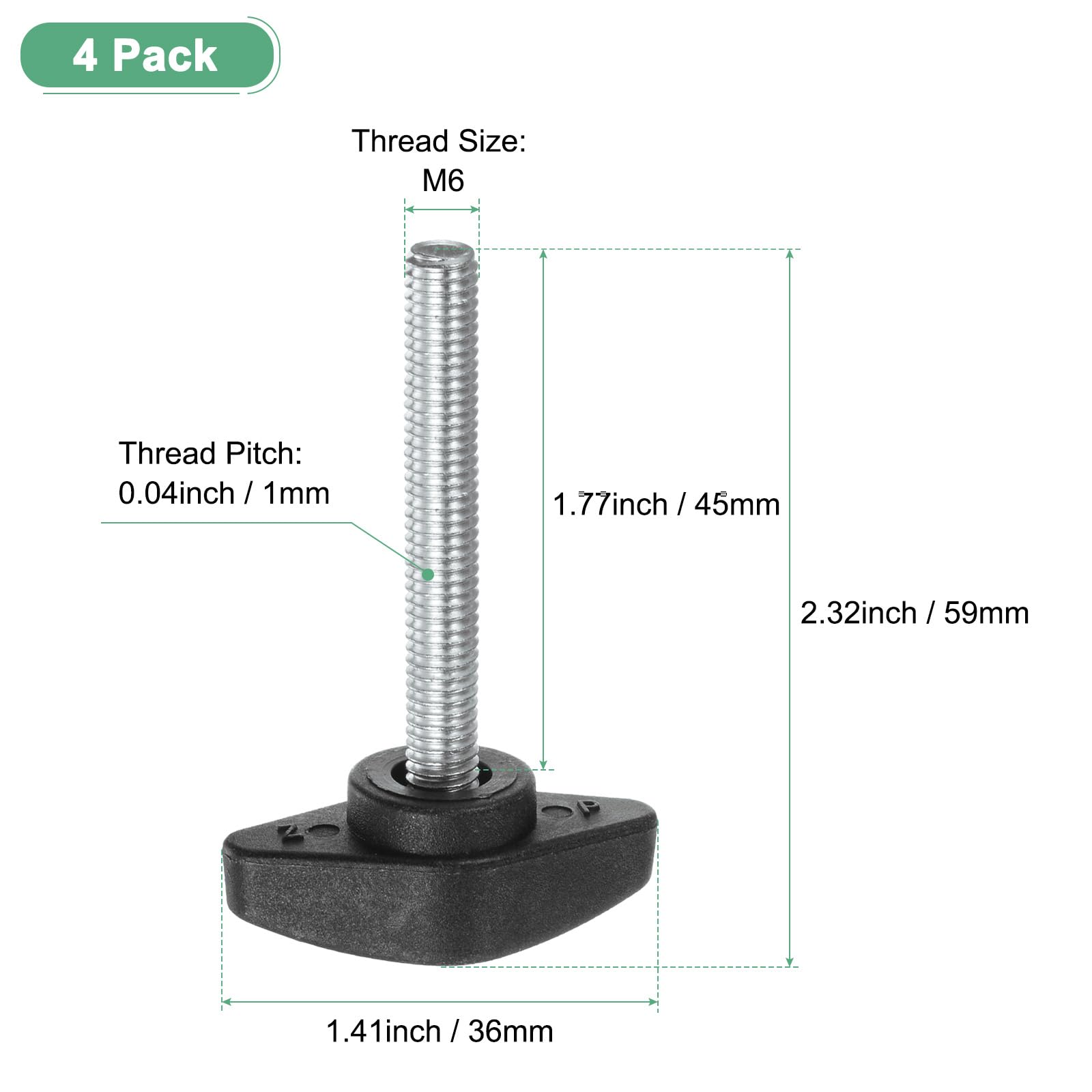 M METERXITY 4-Pack Thumb Screws, M6x45mm Tee Wing Knobs, Plastic T Handles Clamping Knob for Woodworking/Machinery/Equipment - Image 3