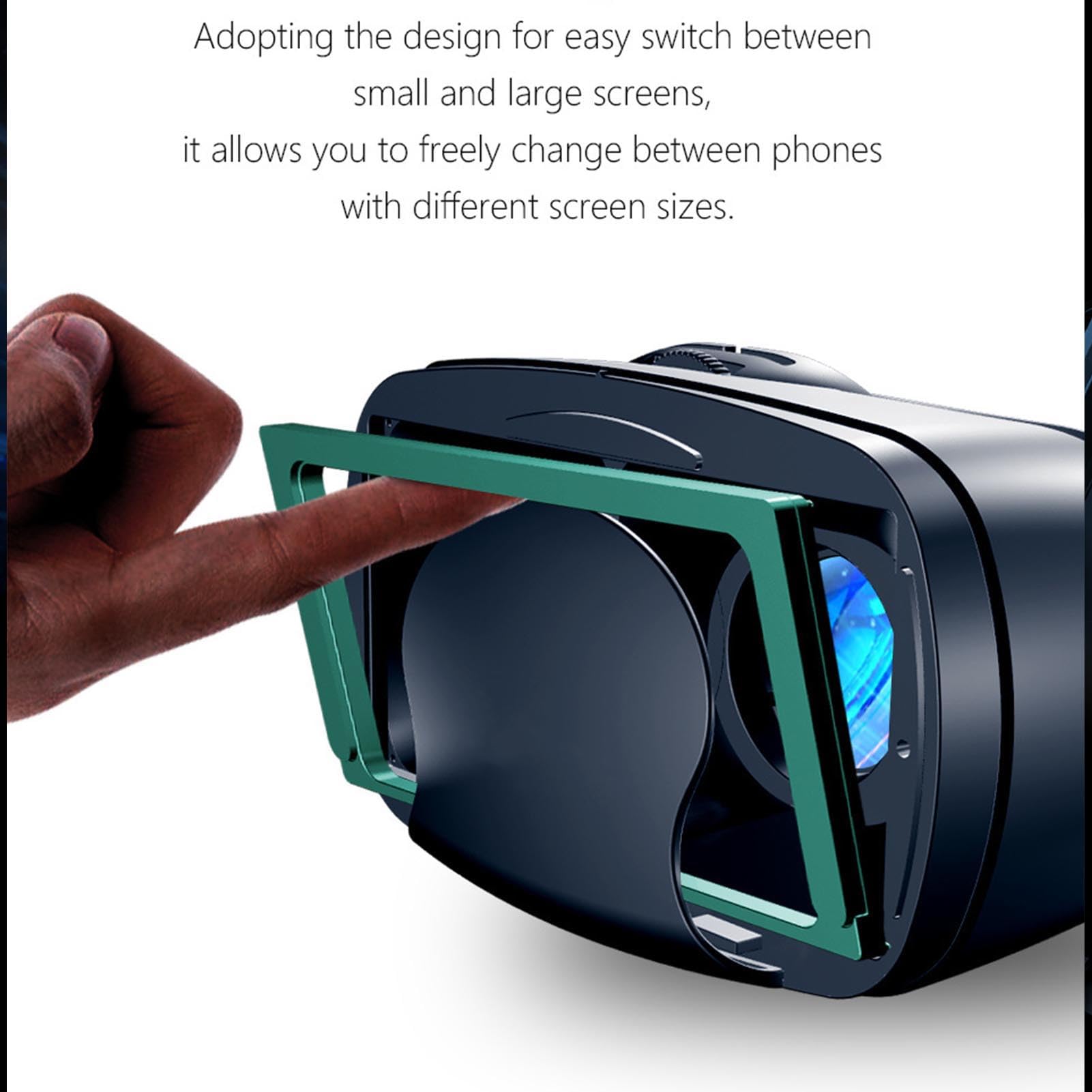 POENVFPO Cuffie per Realtà Virtuale Ampio Angolo di Visione Regolabile Blocco Luce Blu Cuffie Altoparlante Occhiali VR per Telefono Adatte per Utenti