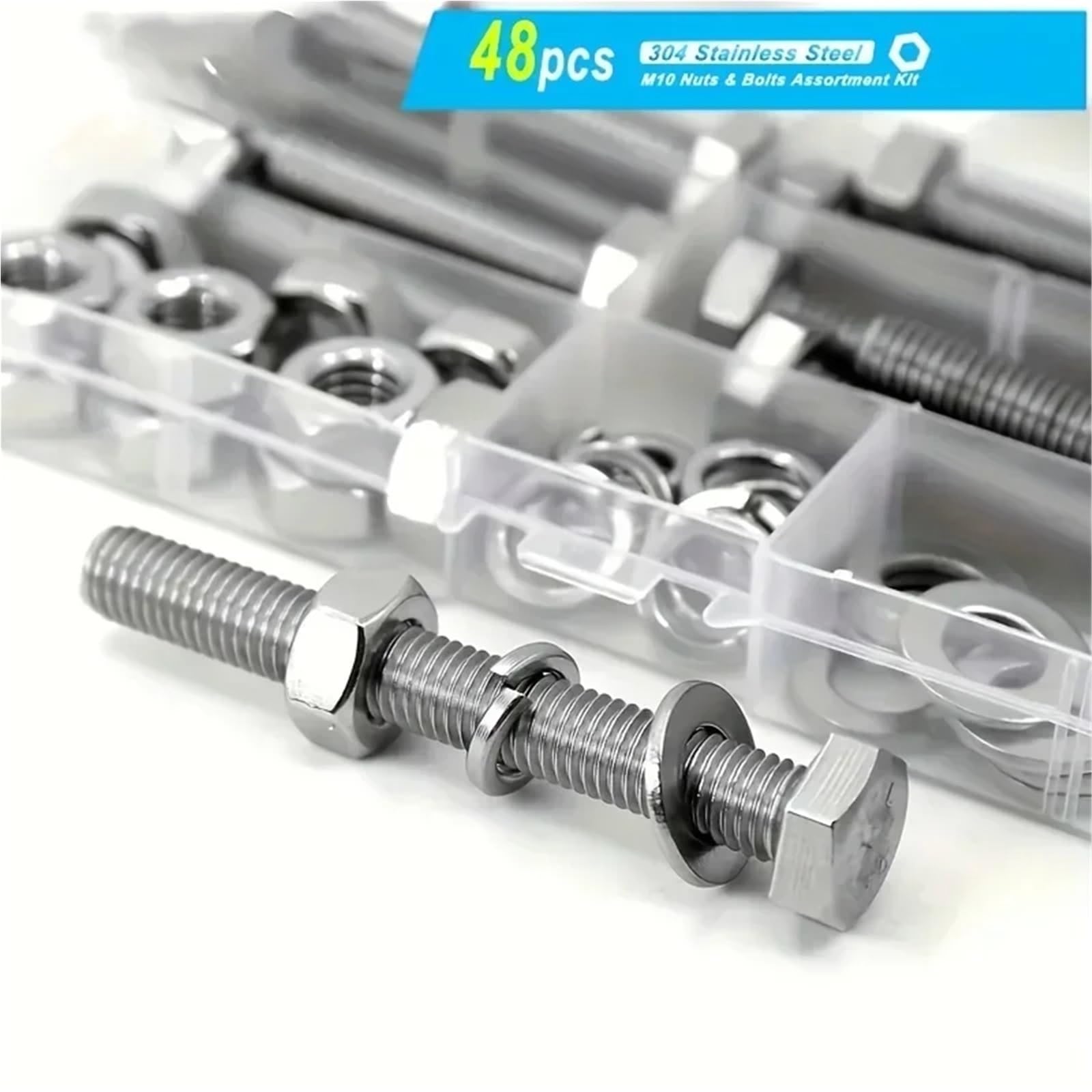 Schrauben und Muttern Set M6 M8 M10 Hochleistungsschrauben- und Muttern-Sortiment-Kit, 304 Edelstahl, Enthält die 8 gängigsten Größen(620PCS)