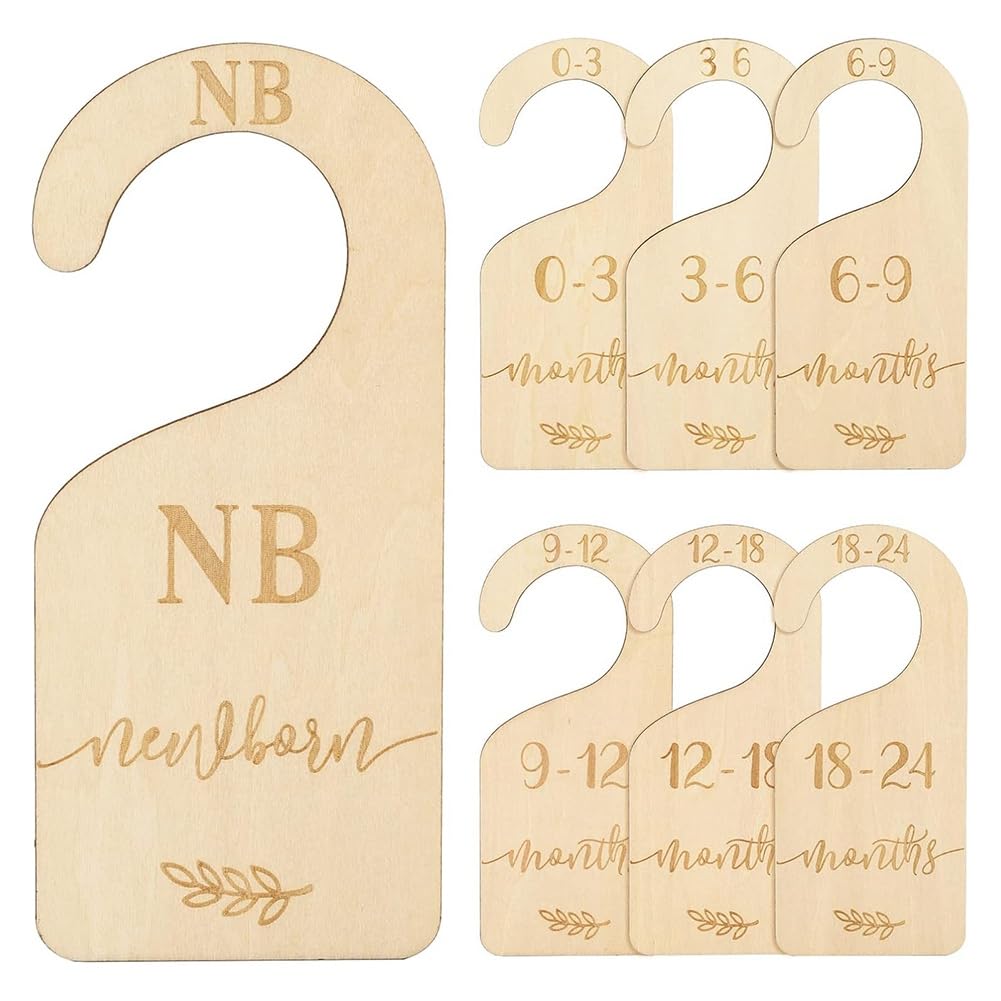 UDSKNV[KSL For Sizes Newborn to 24 Months Wooden Baby Closet Divider Set Including Blue Velvet Storage Bag