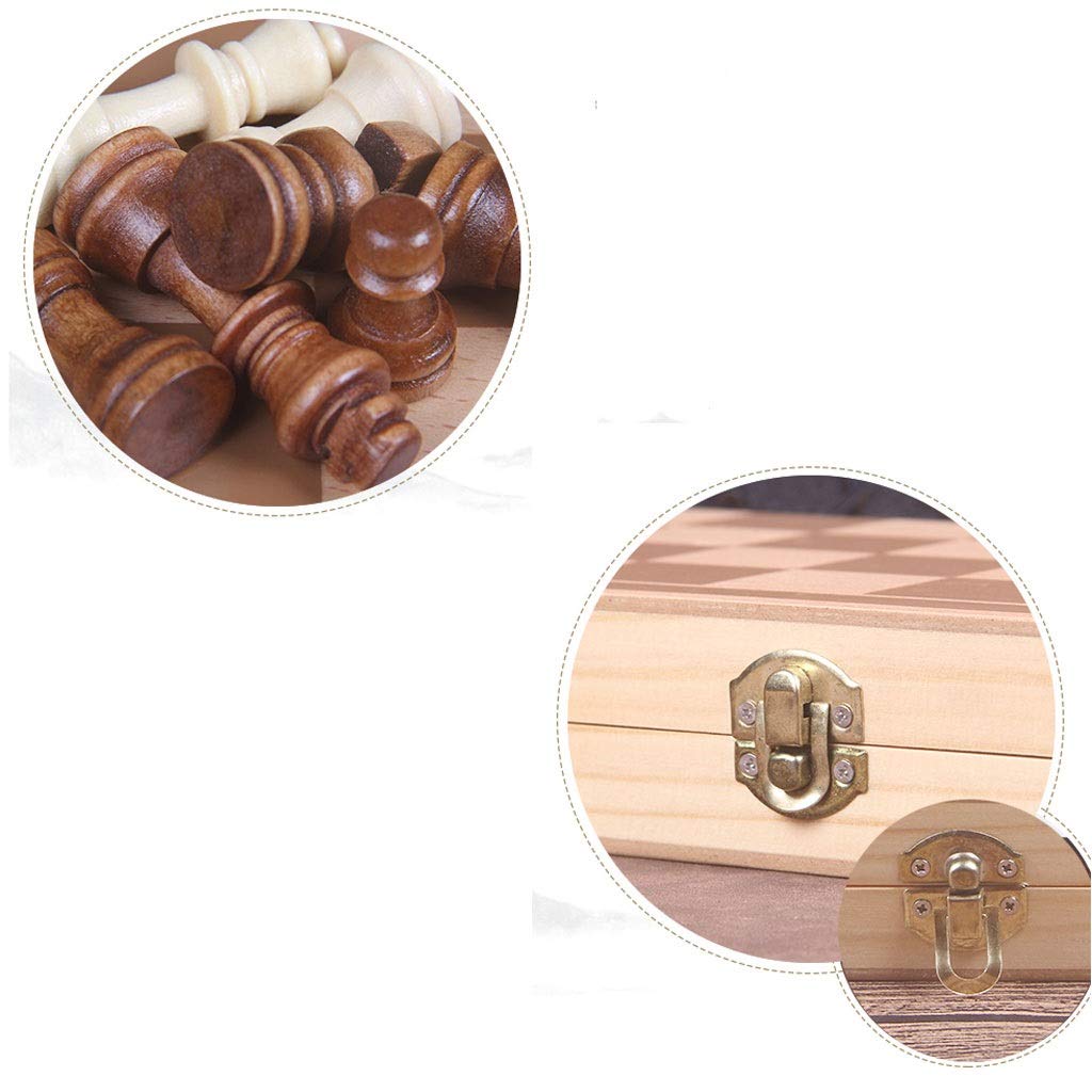 MYBA Scacchiera Scacchi Scacchi in Legno massello Set Elevata Qulity 19.2 * 29.6cm in Legno International Scacchi Set da Tavolo da Tavolo Portatile Pieghevole Scacchiera Regalo