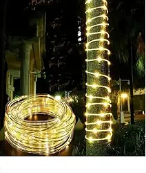 Led Pisca Linha Com 50 Metros Lâmpadas Tomada A Prova D'Água 8 Modos Natal Ano Novo (Branco Quente)