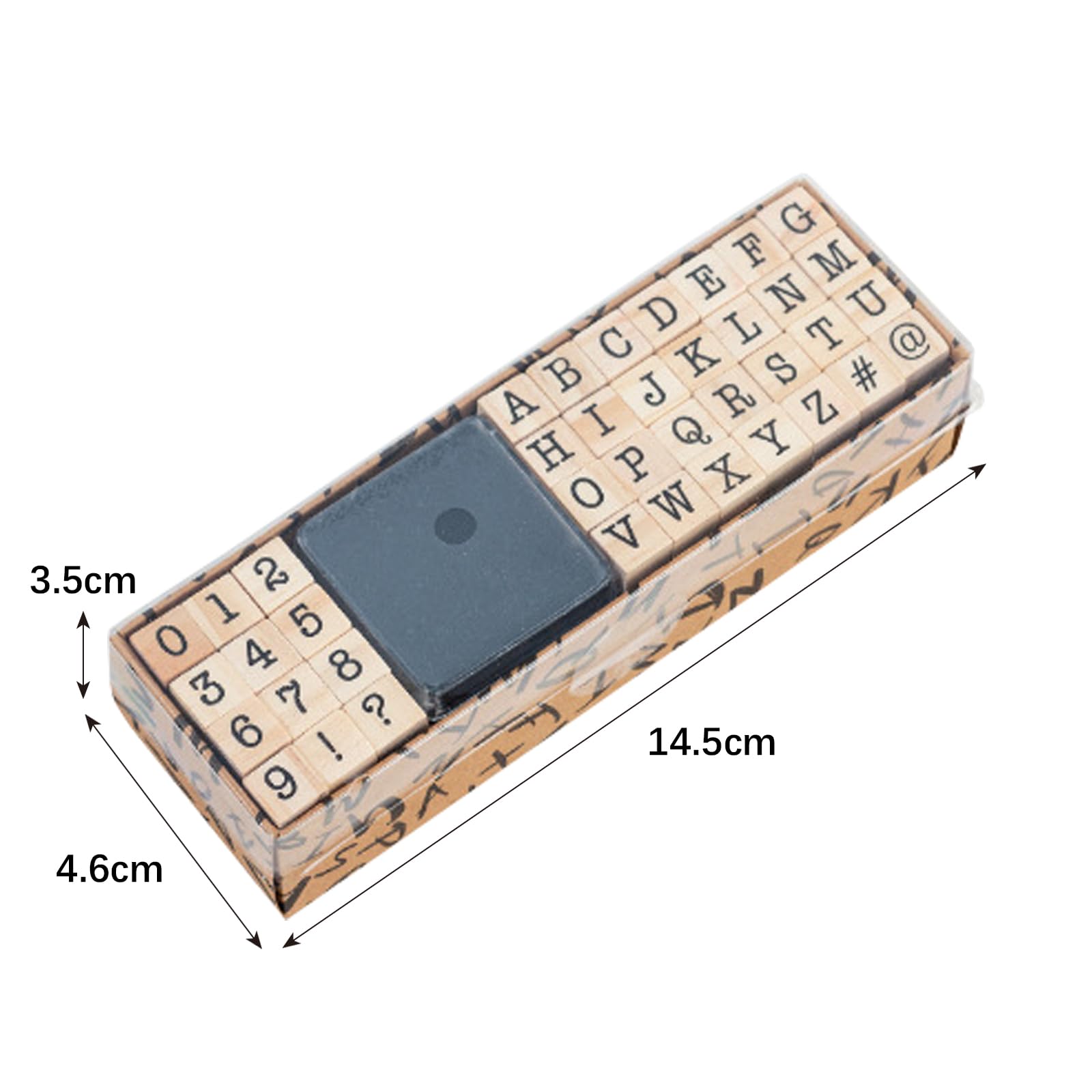 CHUNLINLAODA 40 Pcs Letter Number Stamps, Small Wooden Rubber Stamps, Capital Letter Number and Symbol Set - Image 2