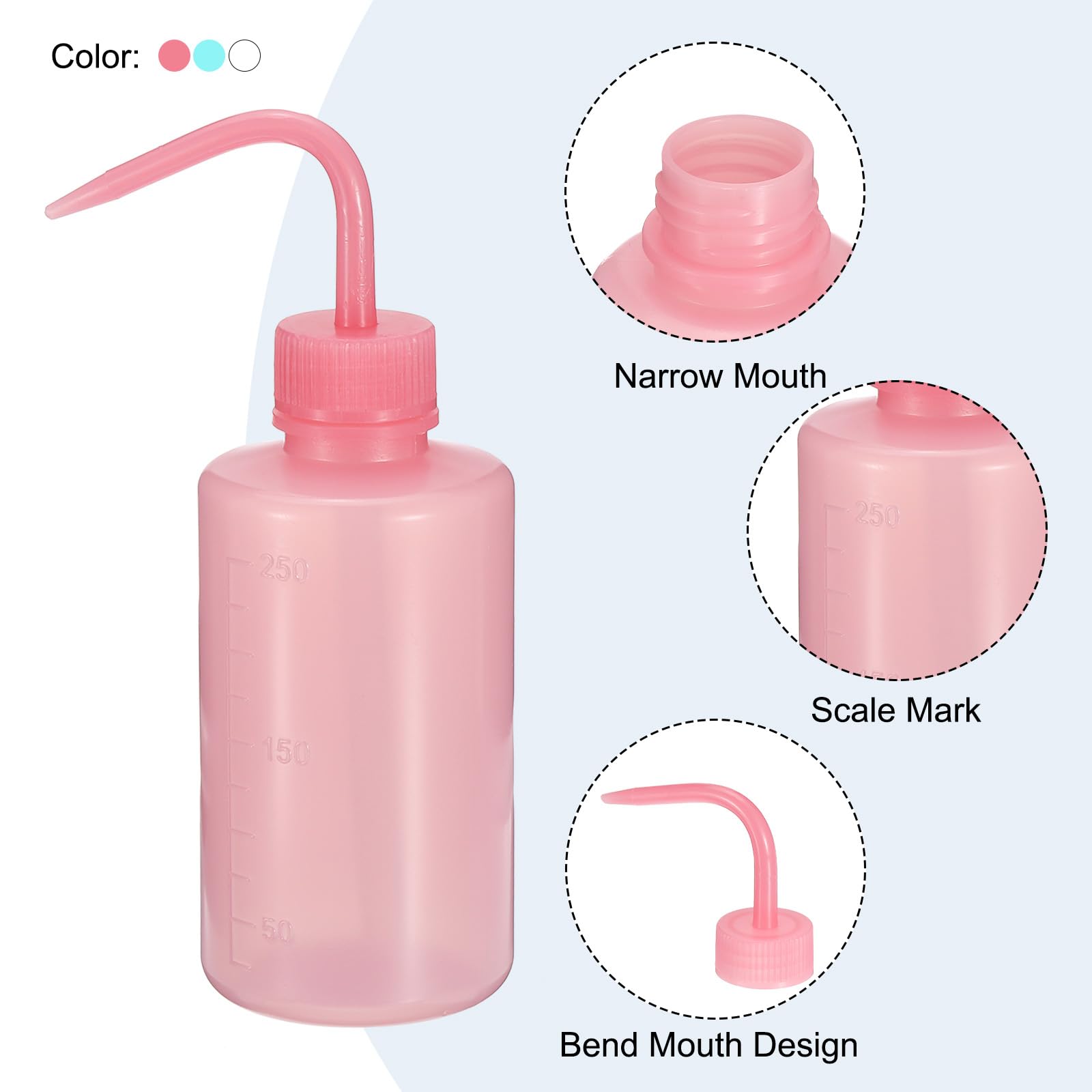PATIKIL Frasco De Lavado De 250ml 24pcs Frasco De Plástico Con Boca Estrecha Herramientas De Riego De Espuma Para Jabón Verde Limpieza E Irrigación Azul Transparente Rosa