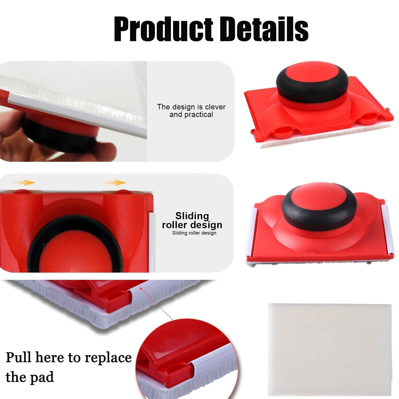 Lot de 3 outils de coupe pour peinture avec 1 tampon de rechange, pour coins et bords de murs et plafonds (12 x 9,5 x 4,5 cm)