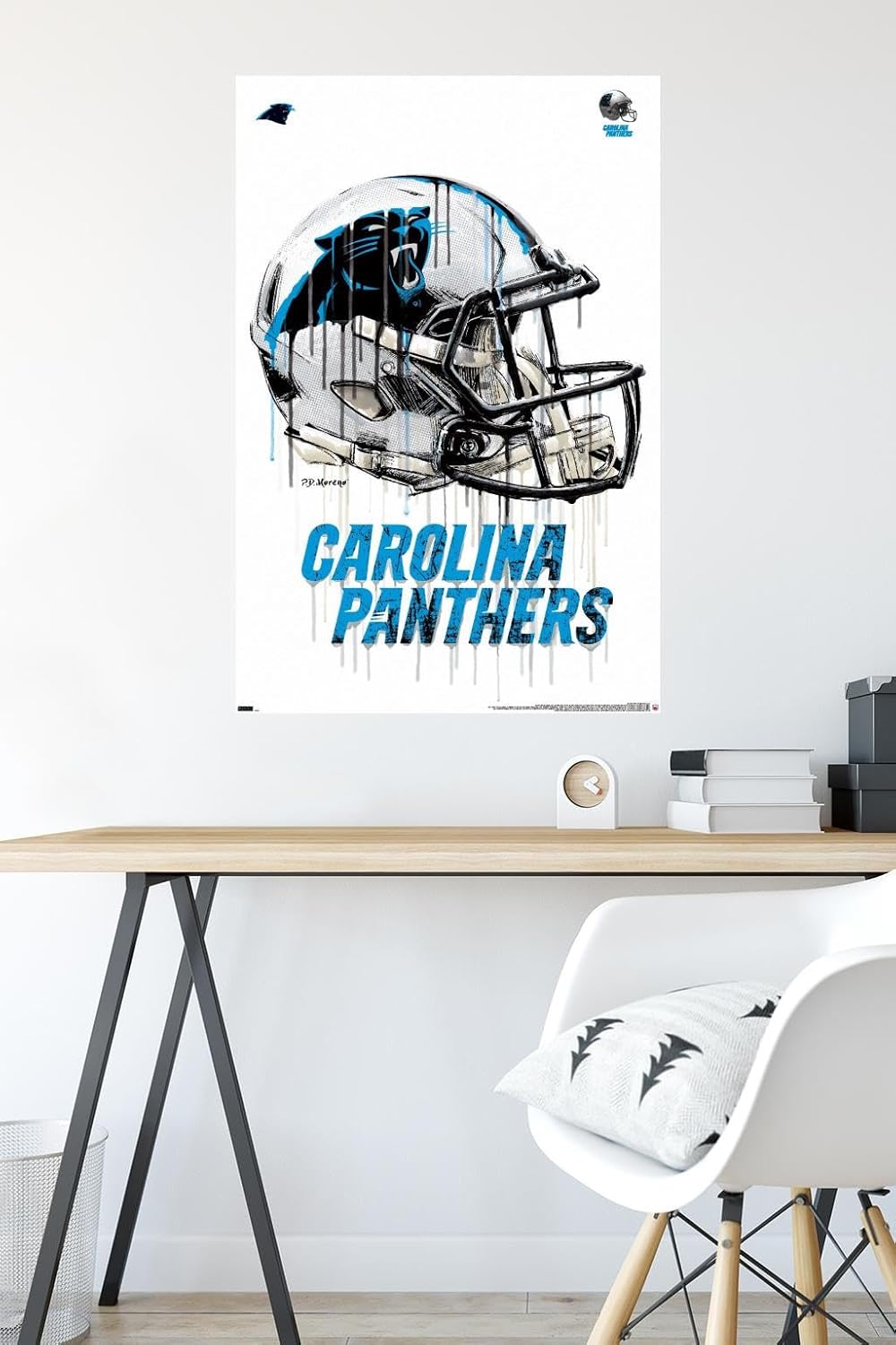 Trends International NFL Carolina Panthers - Drip Helmet 20 Wall Poster, 22.375" x 34", Premium Poster & Mount Bundle