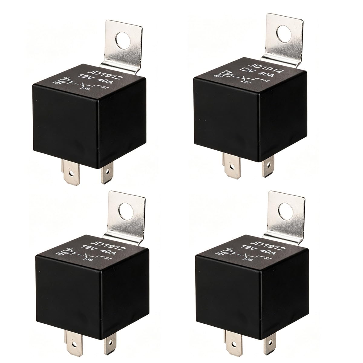 Gebildet 4pcs JD1912 Car Relay Harness 12V 40A 4 Pin SPST with Built-in Diode for Automotive Truck Van Motorcycle Boat