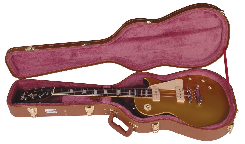 Kinsman CLP7 Luxus-Gitarrenkoffer Vintage mit Gewölbtem Deckel für Lp E-Gitarre braun
