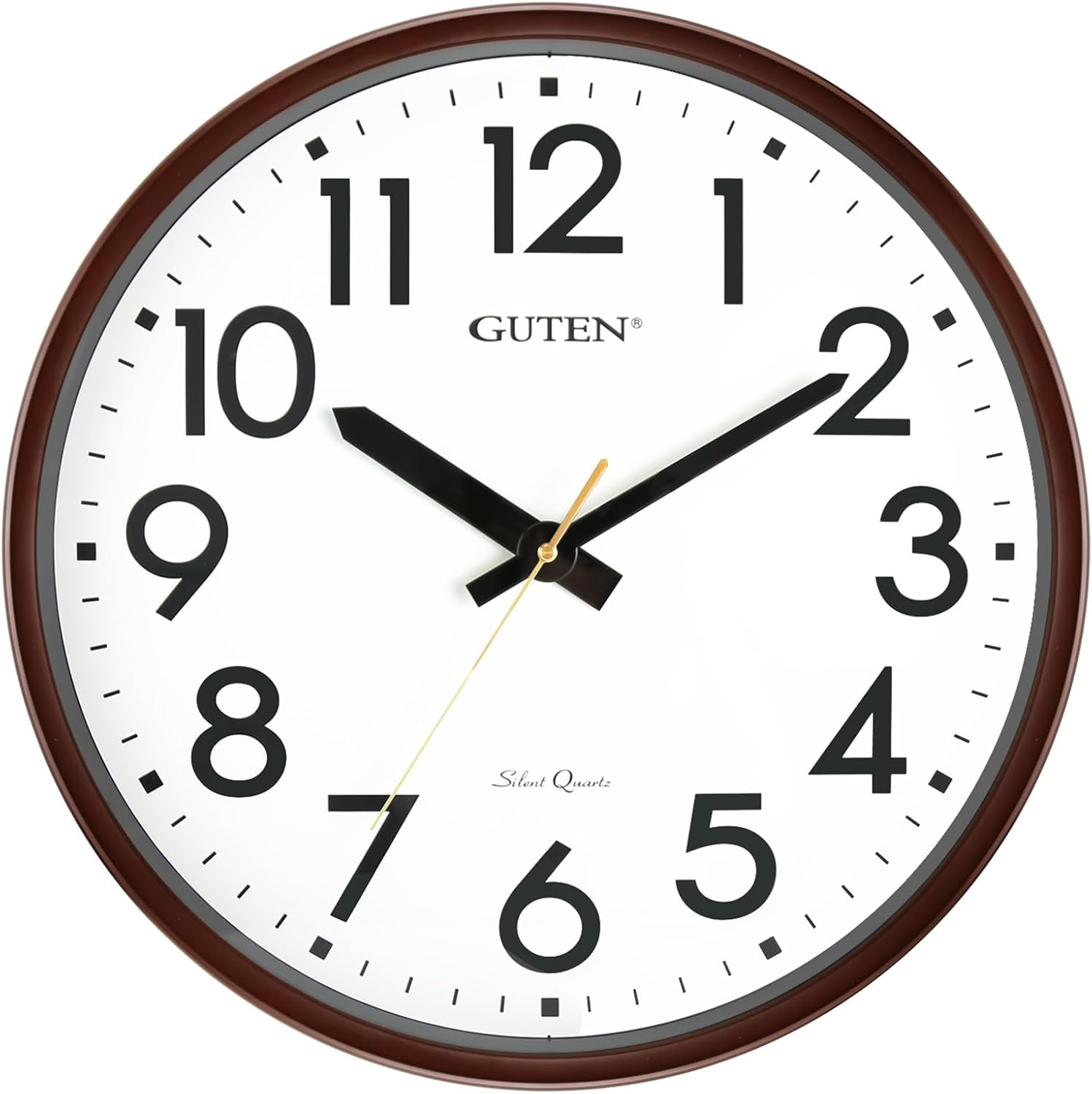 Caysie 20 Inch Large Silent Non Ticking Wall Clock, Modern Quality Quartz Battery Operated Round Clock, Decorative for Office, Home, Living Room, Bedroom, Kitchen, Bathroom, Classroom (Brown)