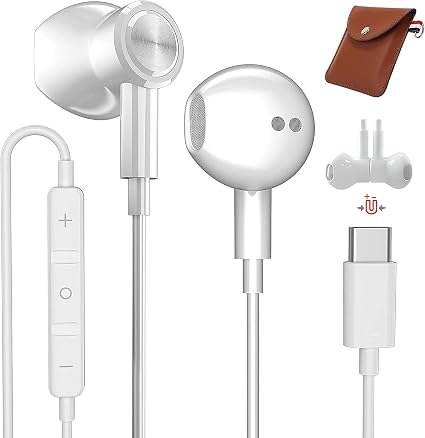 Cuffie USB C, TUBhanggai Hi-Fi Stereo Cuffie In-Ear con Microfono  Auricolari USB C con