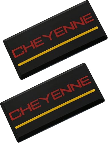 SSDD 2 emblemas de cabina Cheyenne de repuesto para pilar de techo lateral Chevrolet 88-94 (rojoamarillo) (CH-CHEYENNE)