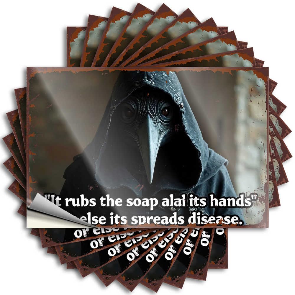 Fzfn Colour Decals Indie Durable Vinyl - Plague Doctor's Warning: Soap Your Hands! Tumbler For Summer Use(6X9cm)