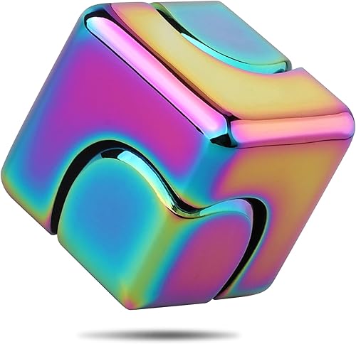 Miniatura 8 de Dilabnba Cubo de metal Fidget Spinner Toy para niños adultos, cubo dorado Fidget Block Figner Spinner Focus 2 en 1 Spinning para niños 3-12, mini