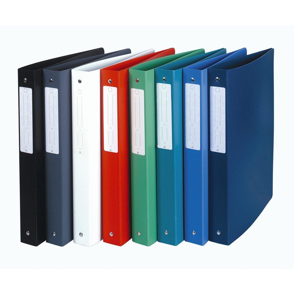 Exacompta - Réf. 51390E - Carton de 10 classeurs rigides avec étiquette OPAK - 4 anneaux ronds 30 mm - Dos 40 mm - Dimensions extérieures : 32 x 26,8 cm - A4 Maxi - Assortis