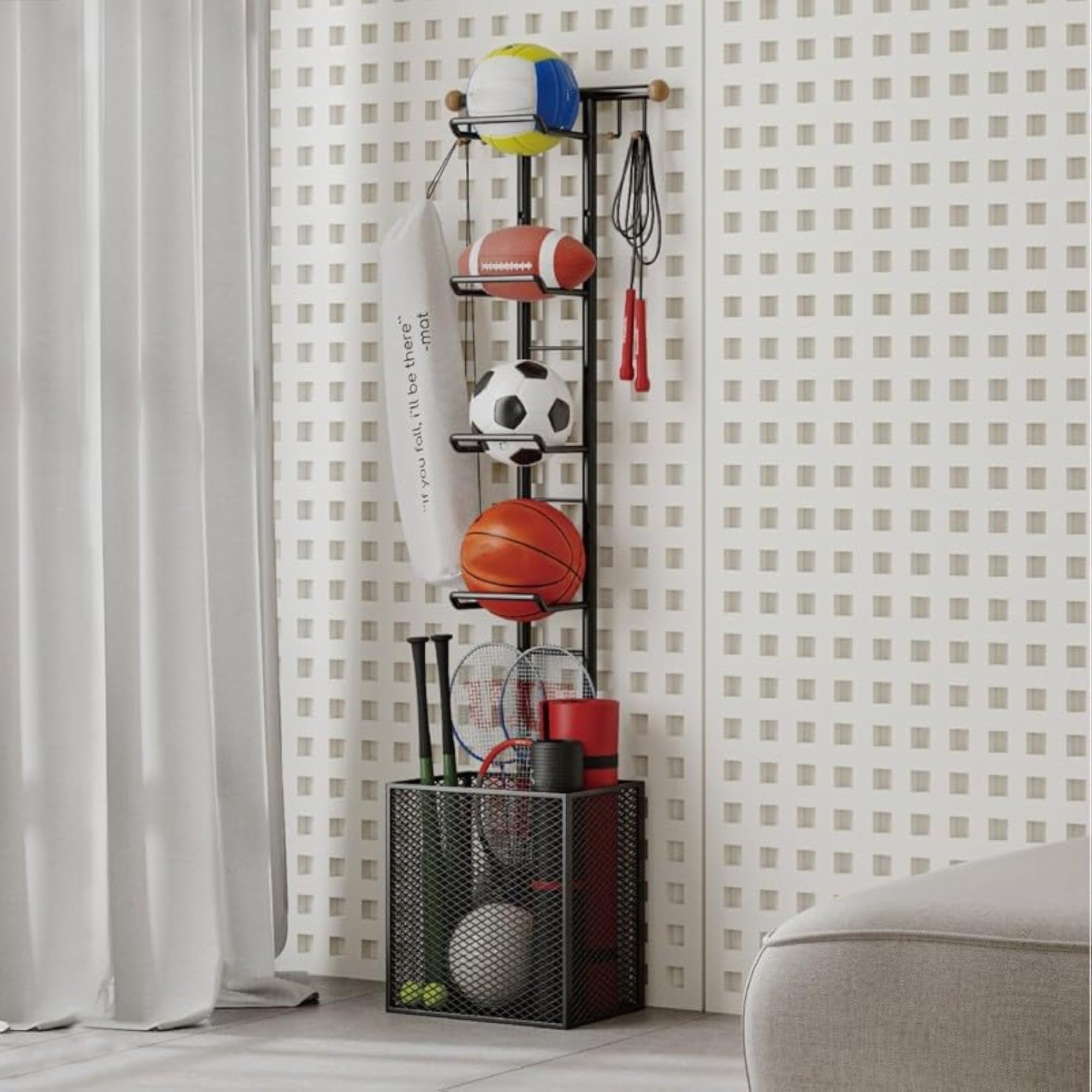 Portable 4-Tier Sports Ball Rack & Storage Stand