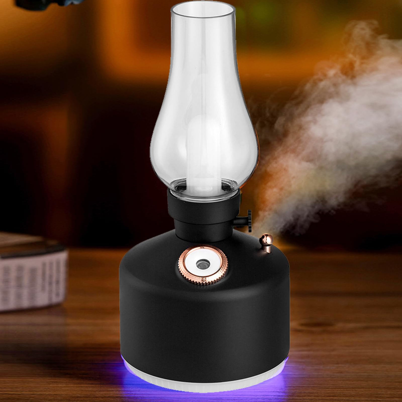 Humidificateur d'air diffuseur d'arôme 280ml noir avec lumière et arrêt automatique