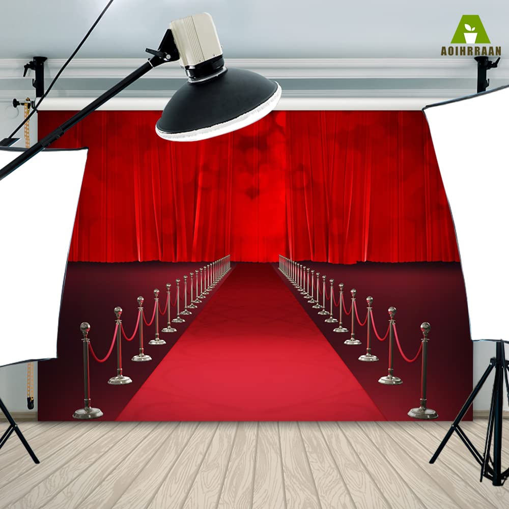 Aoihrraan Toile De Fond Scène Rouge 3x2,5m - Fond Photographie Lumineux Entrelacé Pour Spectacles Et Cérémonies