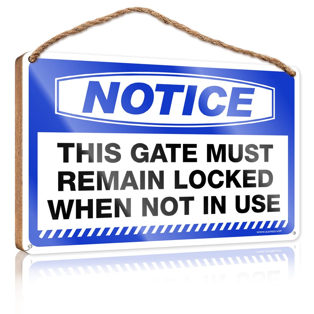 FZFN Bathroom Wall Wood Sign Notice This Gate Must Remain Locked When Not In Use Wooden Sign Funny Bathroom Signs Signs & Plaques(23X35CM)